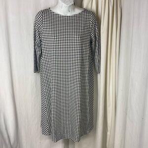 J.Jill SP S P WEAREVER Herringbone Houndstooth Black White Dress